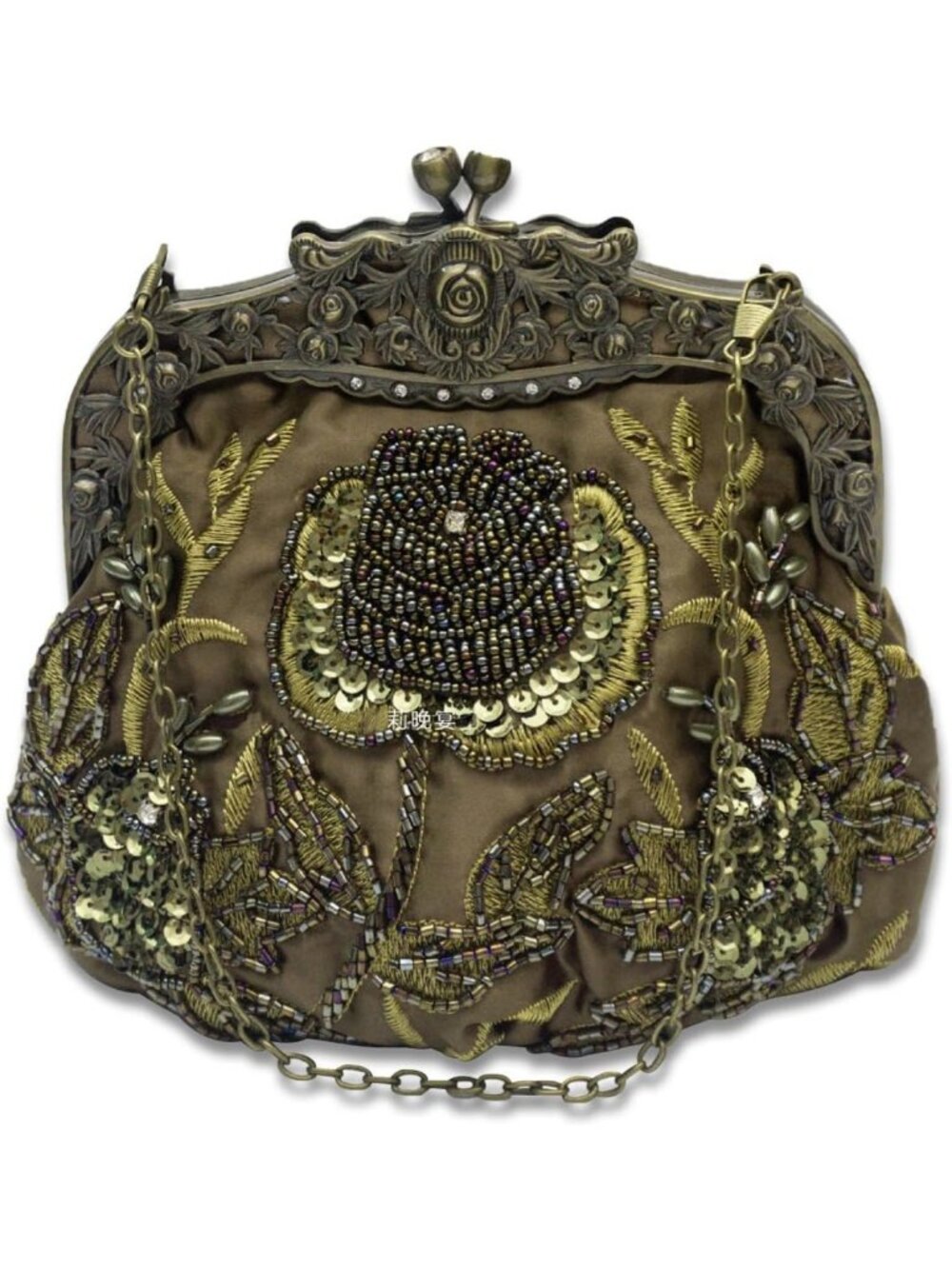 Vintage 1920s Beaded Evening Clutch Bag, Pearl & Sequin Bridal Purse, Rhinestone